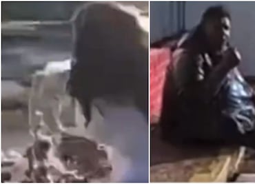 Video. Mujer arroja agua a indigente afuera de tienda durante helada de -3°C