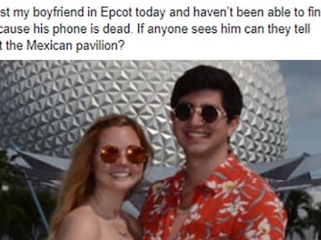 Pierde a su novio en Disney World y se vuelve viral en Facebook
