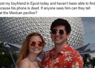 Pierde a su novio en Disney World y se vuelve viral en Facebook