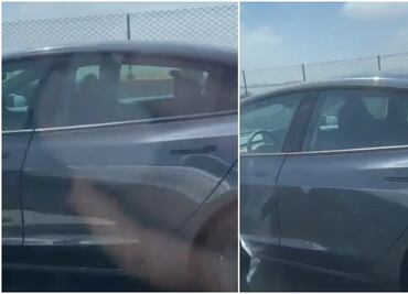 Arrestan a hombre por viajar en asiento trasero de Tesla en California