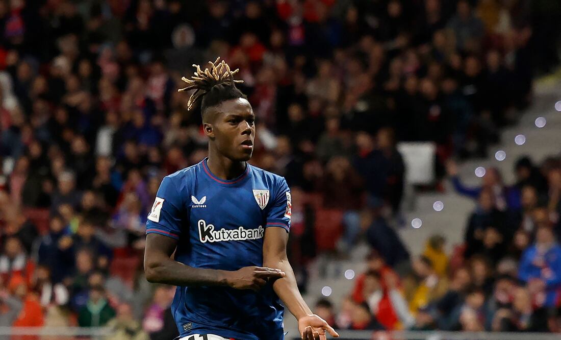 Clausuran parcialmente el estadio del Atlético de Madrid por conductas racistas contra Nico Williams. FOTO: AFP / Oscar del Pozo