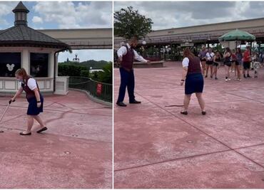 Captan a empleada atrapando serpiente en Disney World