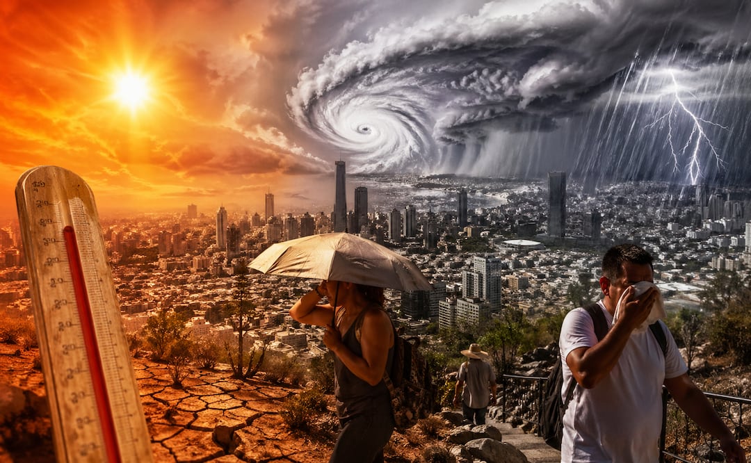 México en alerta: ciclones en aumento y calor extremo golpearán; julio y agosto, los meses más peligrosos. Foto IA