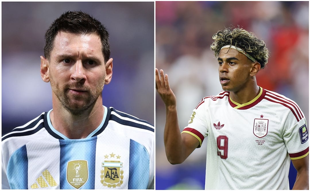 Hace 19 años Messi lo cargó en brazos; ahora Lamine Yamal será su rival en la final del Mundial. Foto Agencias