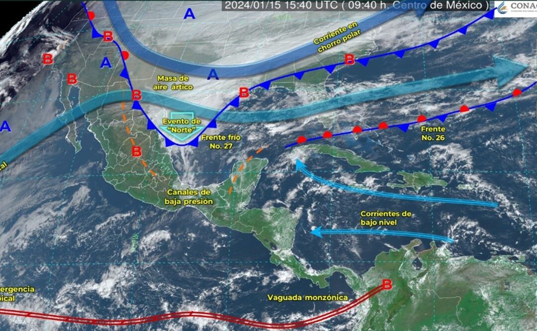 México advierte de la entrada de aire ártico con temperaturas de hasta -10 grados y nieve en estos estados. Foto: @conagua_clima