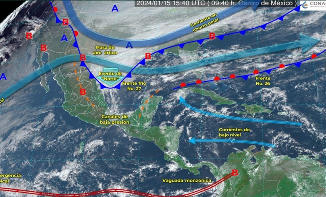 México advierte de la entrada de aire ártico con temperaturas de hasta -10 grados y nieve en estos estados. Foto: @conagua_clima