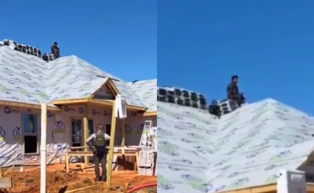 Migrante permanece 6 horas en el techo de una construcción para evitar ser detenido por ICE. Foto: Captura redes sociales