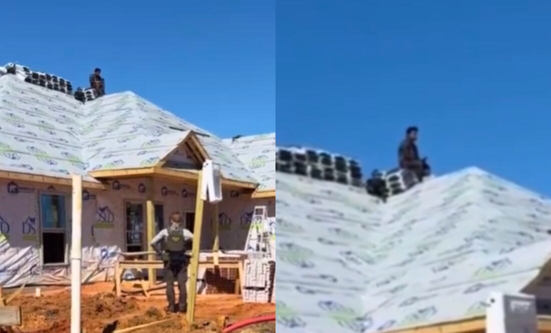 Migrante permanece 6 horas en el techo de una construcción para evitar ser detenido por ICE. Foto: Captura redes sociales