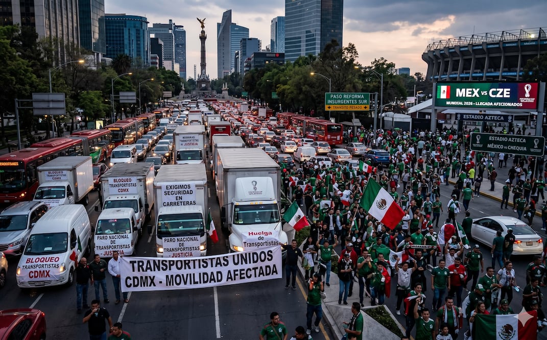 Caos este miércoles en CDMX: bloqueos de transportistas y partido México vs Chequia complicarán la movilidad. Foto: IA