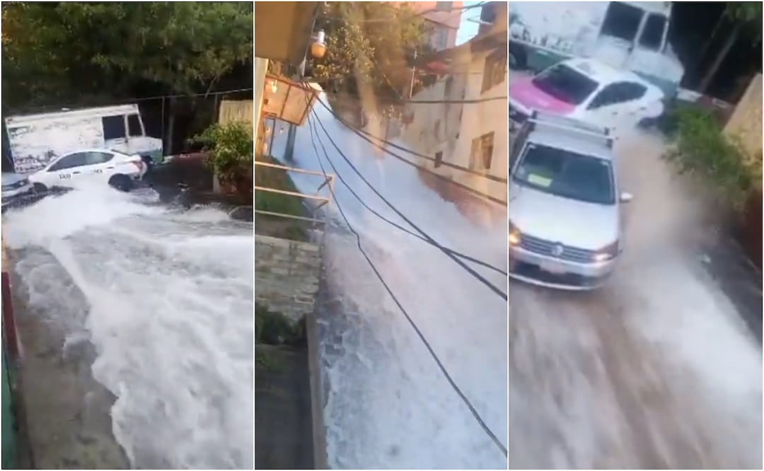 ALERTA en CDMX: mega fuga de agua arrasa viviendas y autos en Álvaro Obregón. Foto: Captura de pantalla / X