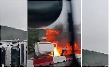 Imágenes del fuerte accidente en Arco Norte: grúa se incendia tras choque múltiple. VIDEO