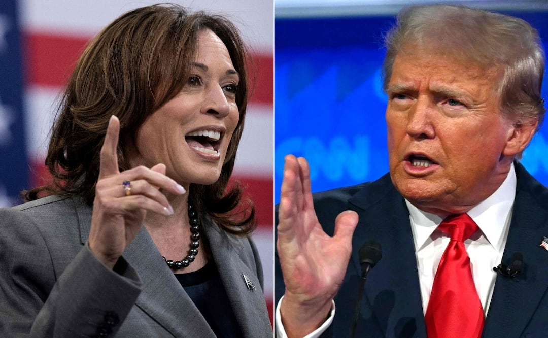 Kamala Harris aventaja a Trump en tres estados clave de EU, según nuevas encuestas. Foto: AFP