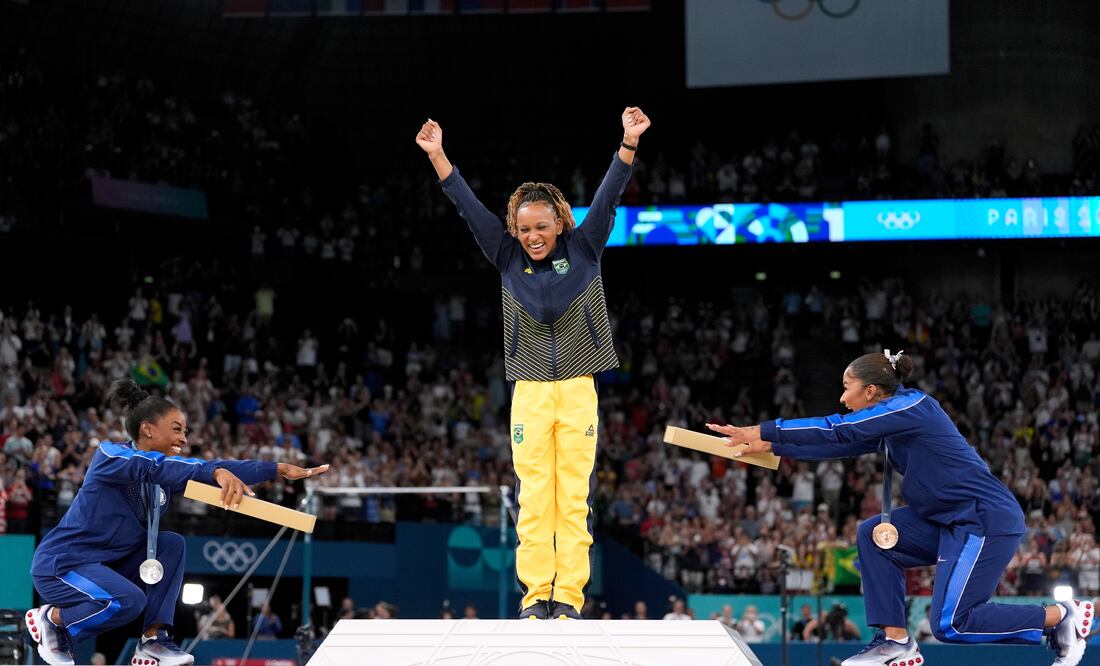 ¿Quién es Rebeca Andrade, la brasileña que superó a la estrella estadounidense Simone Biles?. (AP Photo/Abbie Parr)