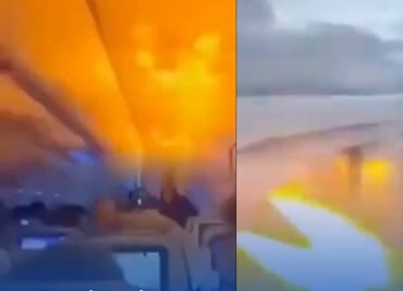 Conejo causa pánico en pleno vuelo de  United Airlines: motor se incendia y avión aterriza de emergencia. VIDEO