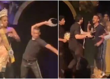 Video. Esposo de participante a reina de belleza no acepta derrota y rompe corona