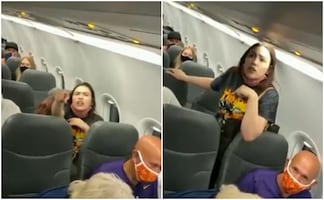 Mujer sin cubrebocas 'estalla' discusión en avión por unos lentes
