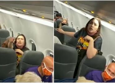 Mujer sin cubrebocas 'estalla' discusión en avión por unos lentes
