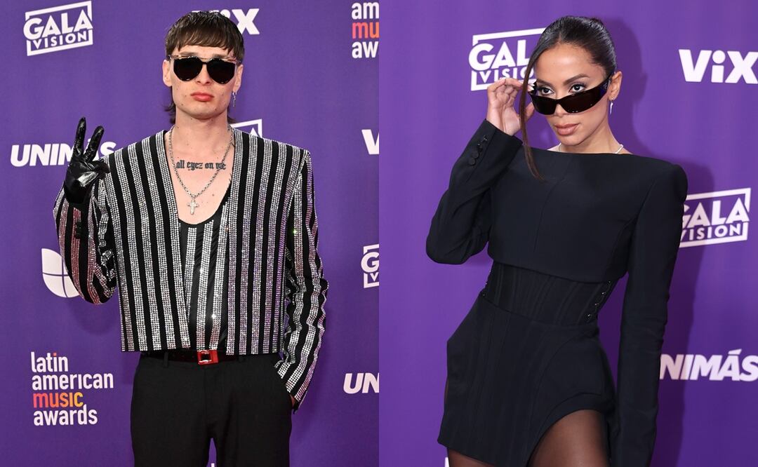 Peso Pluma y Anitta son captados besandose en Las Vegas. Foto: EFE/Ronda Churchill/AFP/David Becker