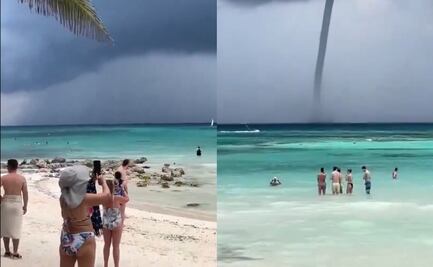 Impactante tromba marina sorprende a turistas en Tulum. ¿Qué es este fenómeno?