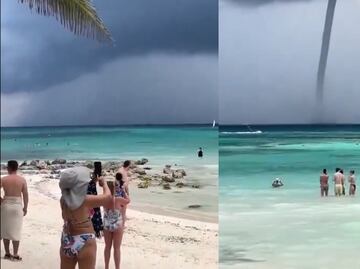 Impactante tromba marina sorprende a turistas en Tulum. ¿Qué es este fenómeno?