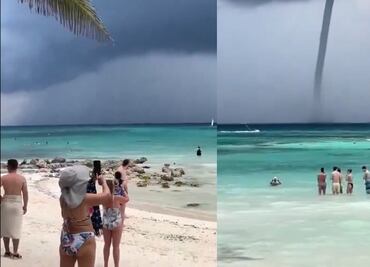 Impactante tromba marina sorprende a turistas en Tulum. ¿Qué es este fenómeno?