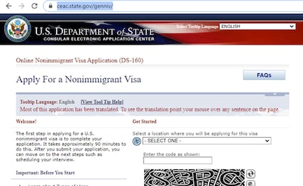 Visa de turista: secciones que conforman la solicitud DS-160