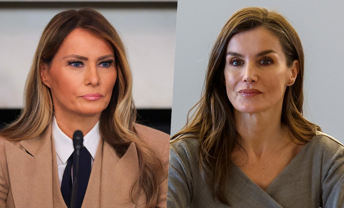 Melania Trump, ¿le copia a la reina Letizia? La primera dama se luce en impresionante traje sastre. Foto: AFP/EFE