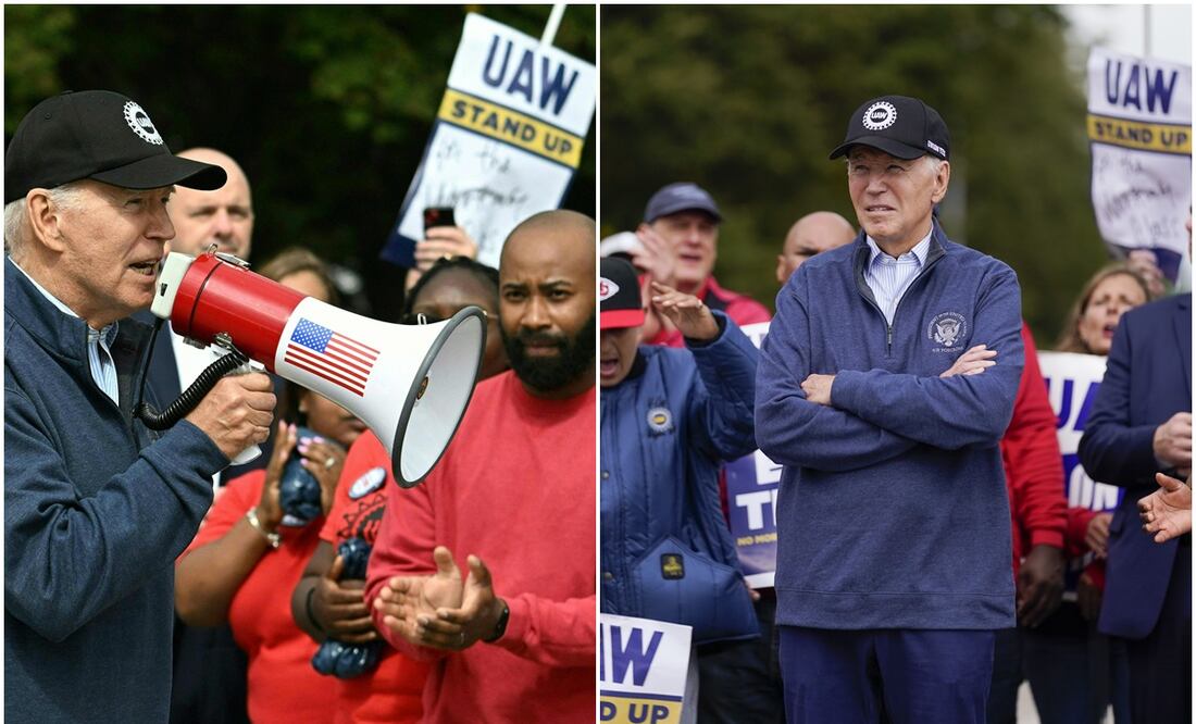 Joe Biden se suma a bloqueo de los huelguistas del sector automotriz de Estados Unidos.  Foto AP