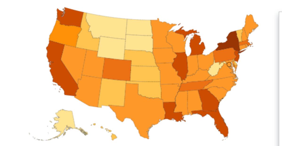 Lugares de Estados Unidos con más y menos casos de Covid-19