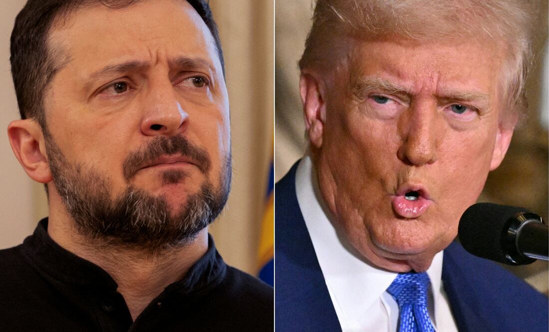 Llamada entre Trump y Zelenski afianza el “fin de la guerra" en Ucrania, según Estados Unidos. (Photo by Tetiana DZHAFAROVA and ROBERTO SCHMIDT / various sources / AFP)