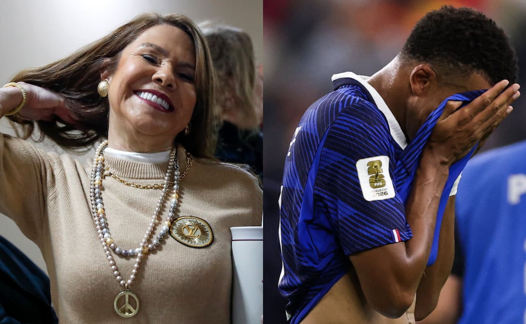 Tras la eliminación de Mbappé, Celeste Amarilla reaparece vestida de España y lanza provocador mensaje. Foto: EFE / AFP