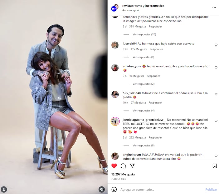Fans se burlan de Nodal por usar banquito para verse más alto que Lucero: Tomada del Instagram @revistaeresmx