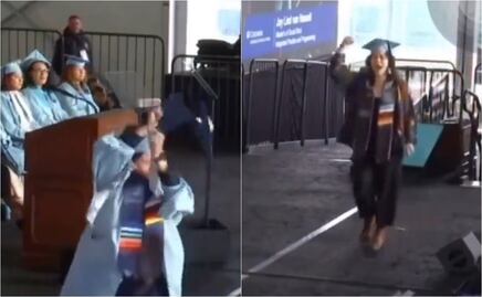 Estudiante destroza su diploma durante ceremonia en solidaridad con Palestina. VIDEO
