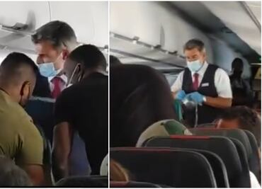 Atan con cinta a adolescente que intentó romper ventana de avión en EU