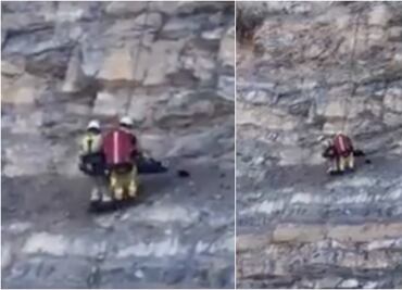 Video. Rescatan a excursionista cinco horas después de caer en acantilado