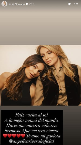 Sofia Castro felicita a su mamá . Crédito: IG