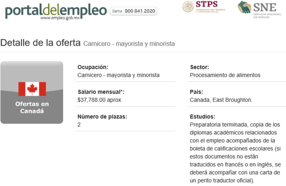 Solicitan carniceros mexicanos para trabajar en Canadá por $37,788