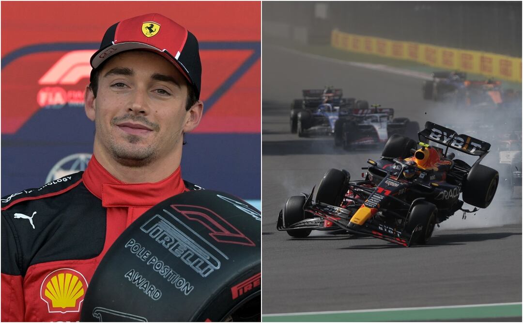 Leclerc lamenta el choque con Checo Pérez y asegura que no fue a propósito. Foto: AFP/EFE