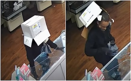 ¡Para pasar desapercibido! Ladrón cubre su identidad con caja de cartón al robar iPhones en Florida