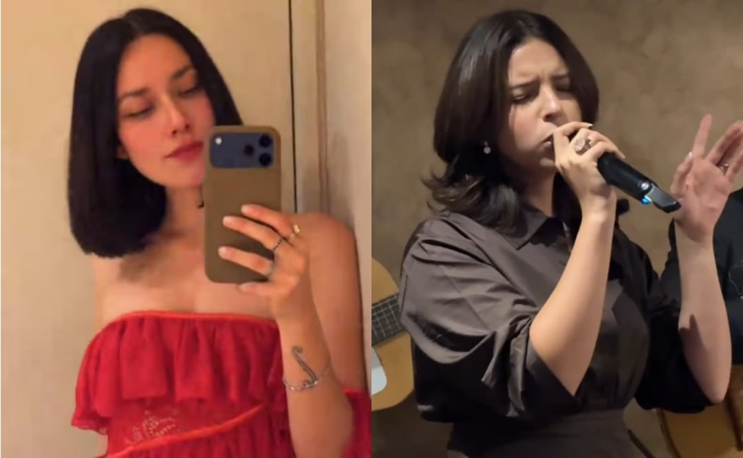 Exviolinista de Nodal sorprende con crop top en medio de rumores de embarazo de Ángela Aguilar. Tomada de Instagram @esmeralda_canape / Instagram @pepeaguilar_oficial