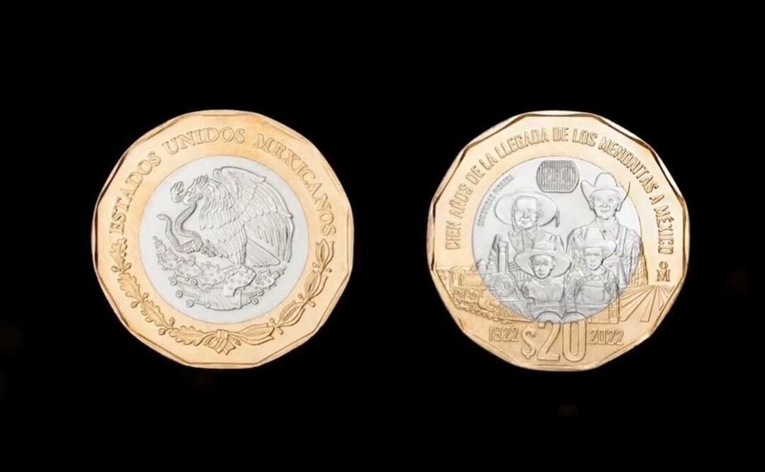 Moneda conmemorativa de $20 pesos de los menonitas. Foto: Banco de México