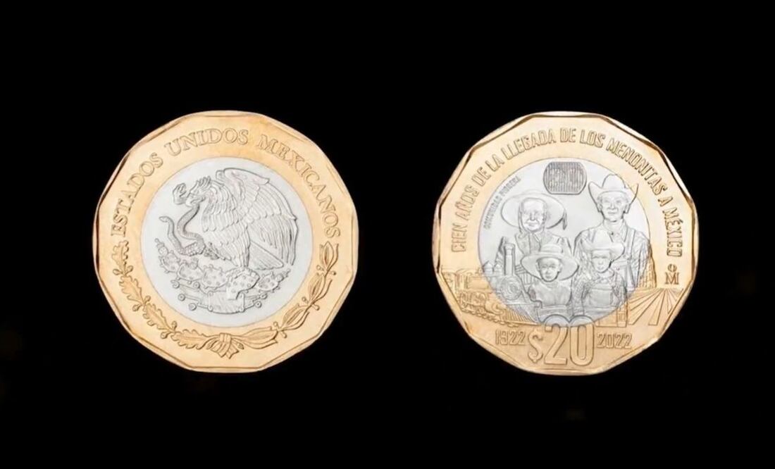 Moneda conmemorativa de $20 pesos de los menonitas. Foto: Banco de México