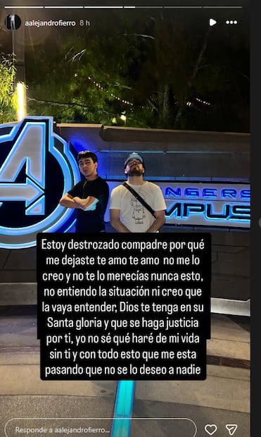 “¿Por qué me dejaste?”: El desgarrador mensaje del amigo que acompañaba a César Gastélum cuando fue asesinado. Foto: Instagram