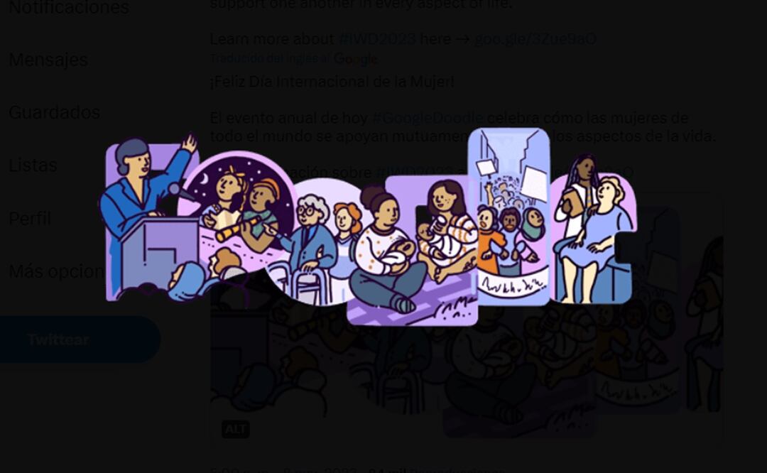 Doodle de Google por el Día Internacional de la Mujer. (Foto tomada de Google)