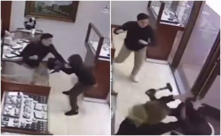 Video. Trabajadores de joyería en California luchan contra ladrones y evitan robo