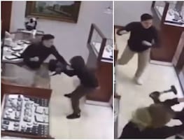 Video. Trabajadores de joyería en California luchan contra ladrones y evitan robo