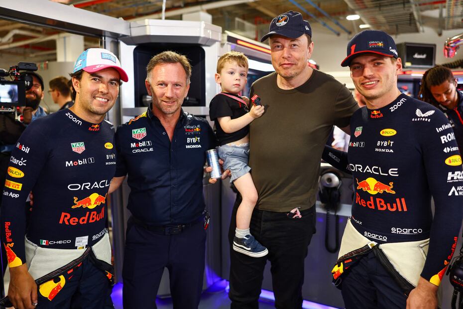 Elon Musk apoyó a Checo Pérez en la F1 de Miami. Foto: AFP