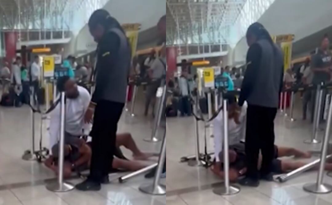 Trabajadores protagonizan violenta pelea contra un pasajero en Aeropuerto Internacional de Baltimore. Foto: Captura X (TMZ)