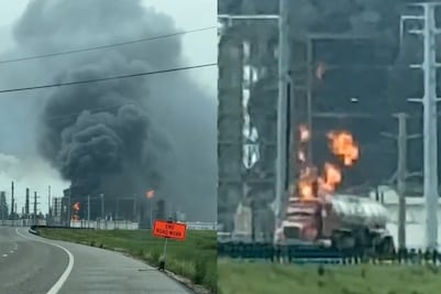 Refinería de Marathon Oil en llamas. VIDEO