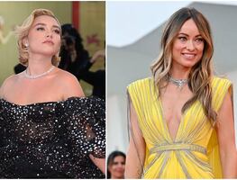 Florence Pugh se luce con vestido traslúcido en Venecia junto a Olivia Wilde